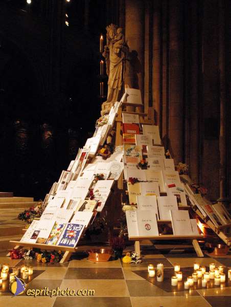 Nom de l'image : E00015996-1 — Description :  Toussaint 2004 - 28 oct - Conférence à ND de Paris et photos devant la croix