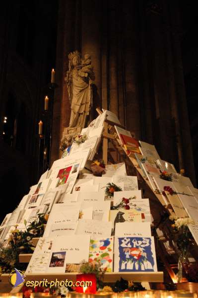 Nom de l'image : E00016048-1 — Description :  Toussaint 2004 - 28 oct - Conférence à ND de Paris et photos devant la croix